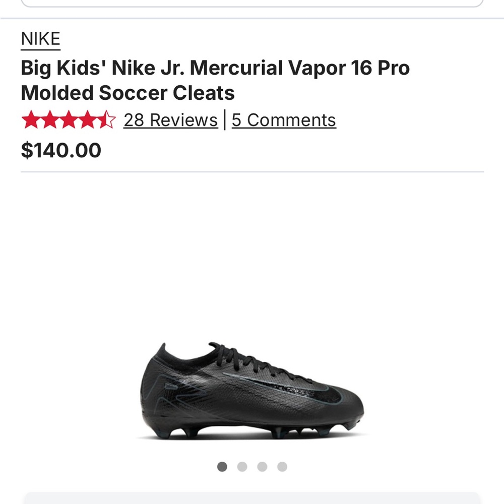 Nike Jr. Mercurial Vapor 16 Pro Black Soccer Cleats
